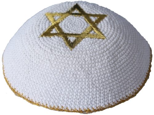 Bold Gold Star of David Knit - Kippah