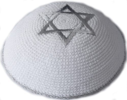 Bold Silver Star of David Knit - Kippah