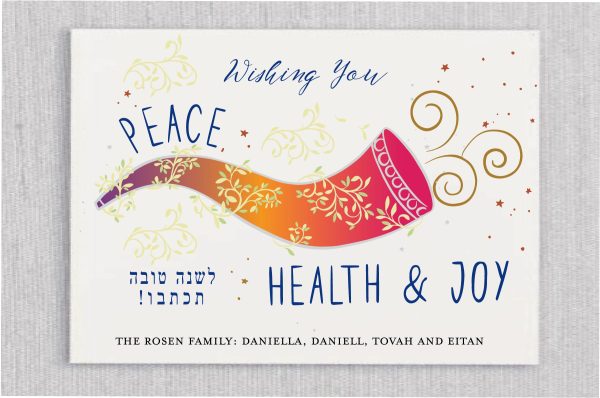 Colorful Shofar Rosh Hashanah Cards