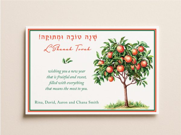 Celebrate the Jewish New Year with heartfelt meaning and vibrant beauty. Our Fruitful Blessings Rosh Hashanah Cards feature a stunning illustration of a lush green tree overflowing with red apples — a timeless symbol of abundance, prosperity, and a sweet year ahead.