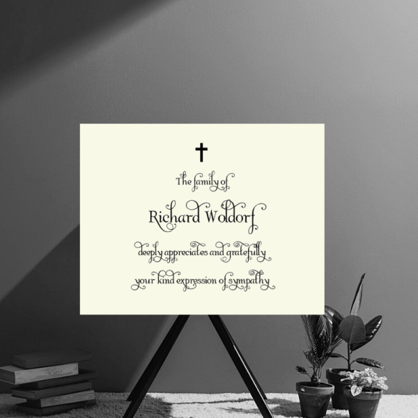 Calligraphy Cross – Condolences Thank You Notes Cards