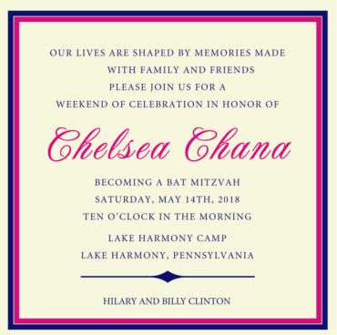 Hot Pink and Navy - Digital Bat Mitzvah Invitation