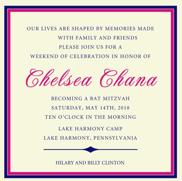 Hot Pink and Navy - Digital Bat Mitzvah Invitation