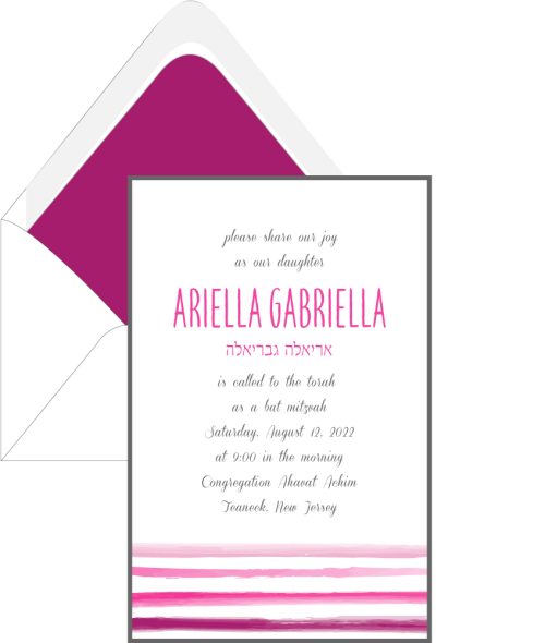 Artistic Watercolor - Bat Mitzvah Invitation