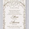 Beautiful Chuppah Ecru Jewish Wedding Invitations that feature modern and simple leaves branches surrounding your wedding details. Display your names in a fancy elegant type Guests will admire your elegant style.