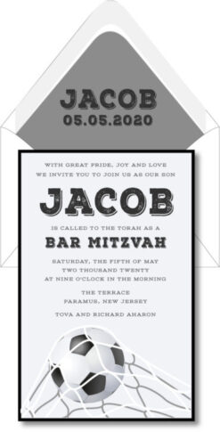 Kick it with Jacob Bar-Mitzvah Invitation