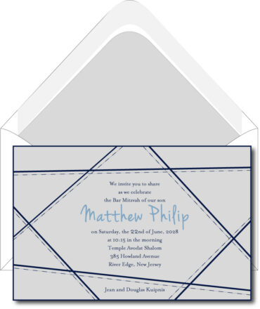 Navy + Silver Star of David - Bar Mitzvah Invitation