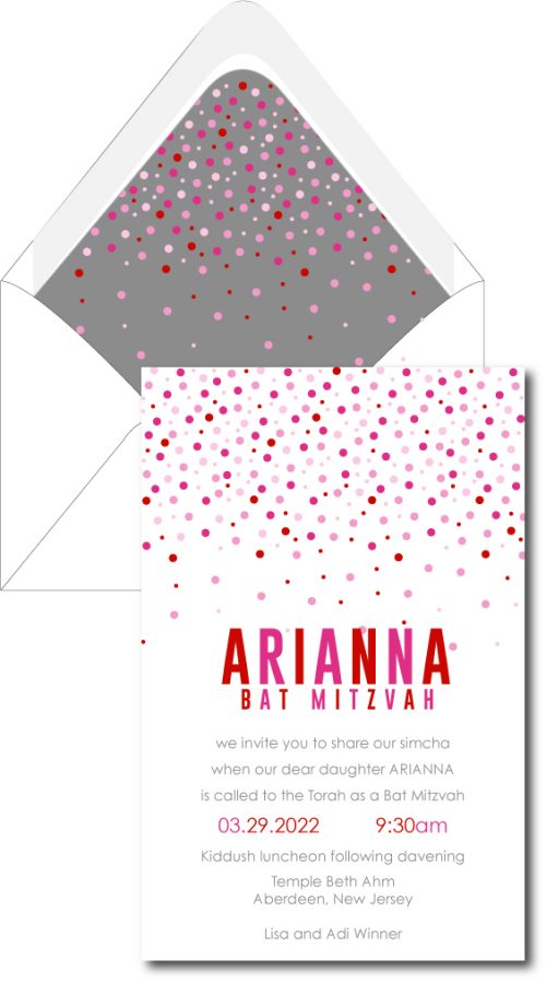 Pink Confetti - Bat Mitzvah Invitation