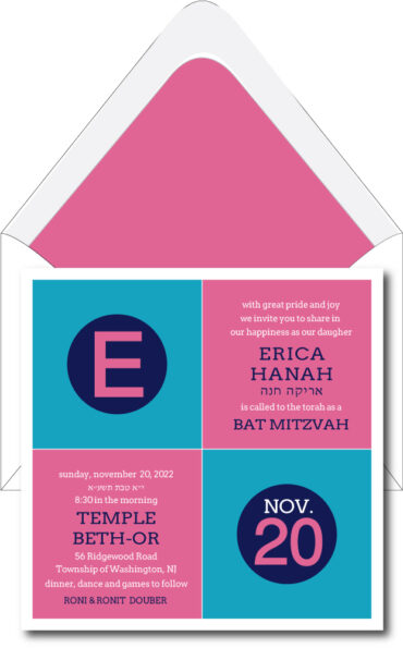 Colorful Checkerboard - Bat Mitzvah Invitation