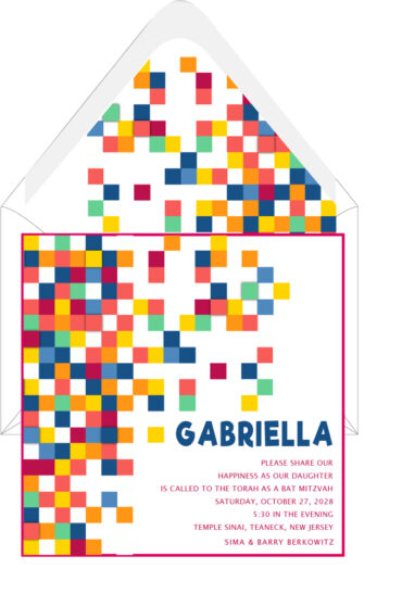 Multi-Color Checkerboard - Bat Mitzvah Invitation