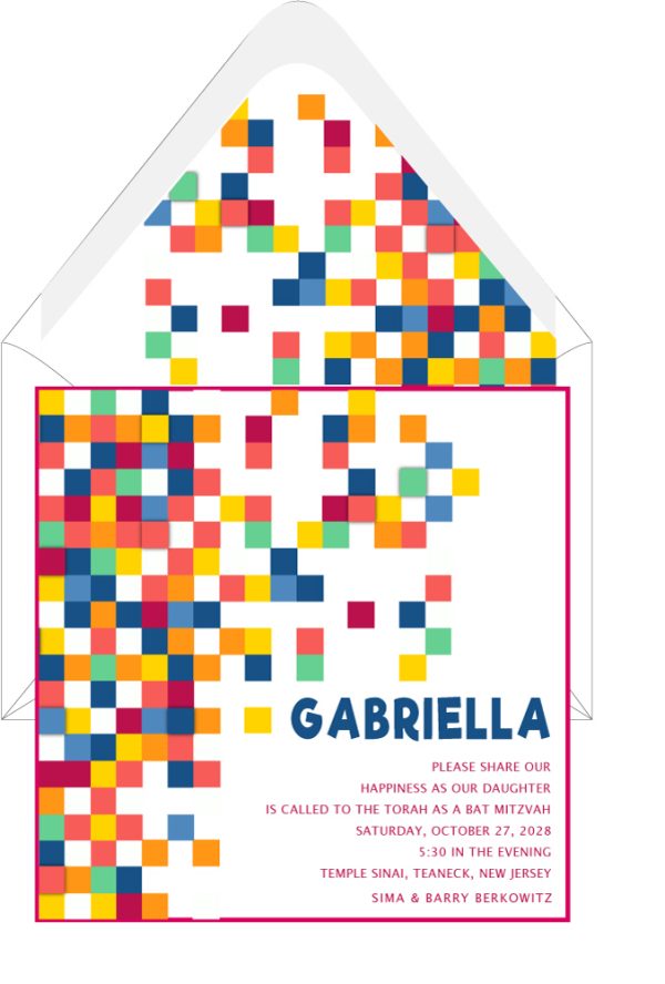 Multi-Color Checkerboard - Bat Mitzvah Invitation