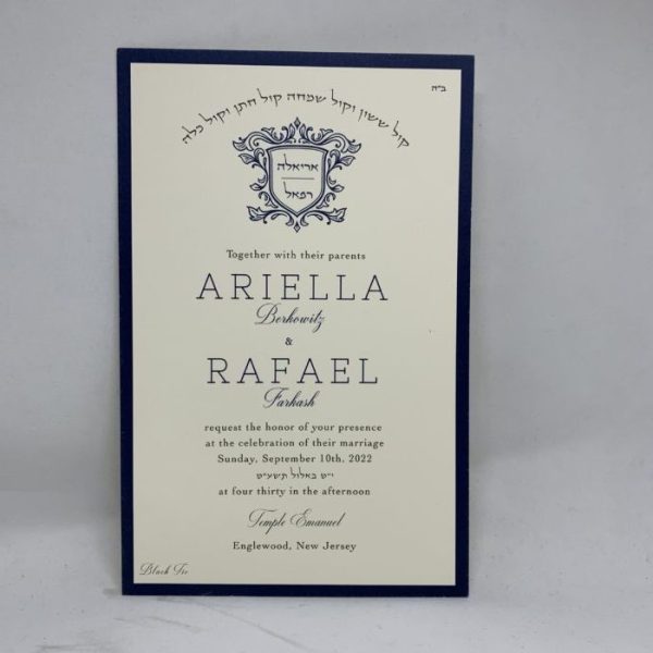 Navy and Charcoal Lavish Monogram - Wedding Invitation