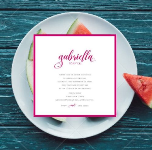 Pure Hot Pink Bat Mitzvah Invitation