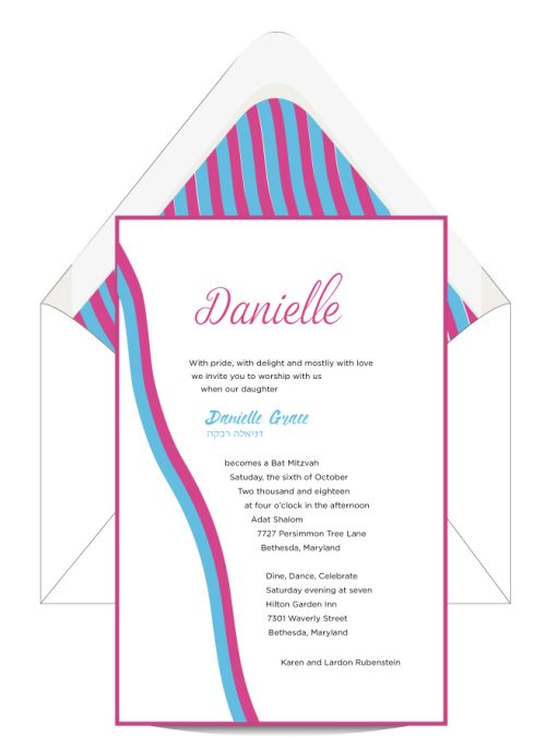 Cotton Candy Bat Mitzvah Inviation