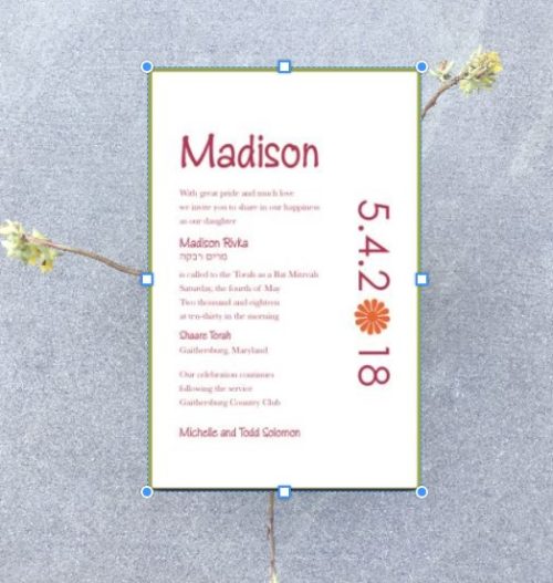 Flower Power Bat Mitzvah Invitation