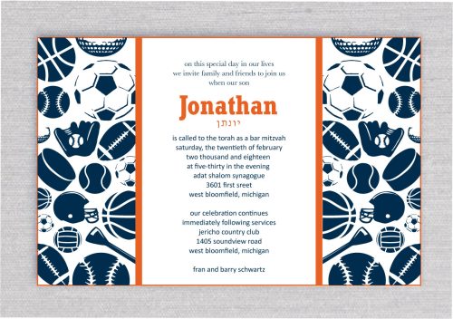 🏀 Celebrate your son’s milestone in true championship style with this premium All-Sports Theme Bar Mitzvah Invitation. Designed for the ultimate sports fan, this digital invitation brings the energy of the stadium to your guests' screens, featuring high-quality clip art for football, soccer, baseball, tennis, and basketball. It is the perfect way to honor your family’s MVP as he steps into Jewish adulthood, blending the excitement of the game with the tradition and prestige of a Bar Mitzvah celebration. By choosing this modern, paperless invitation, you provide your guests with a seamless and elegant experience. The refined aesthetic is crafted for a celebration of grandeur, ensuring that every detail resonates with sophistication. Whether you share it digitally as an Evite or a paperless message, your guests will be captivated by the vibrant sports graphics and professional layout, setting the stage for a celebration that will be remembered for a lifetime. This digital template is designed for easy personalization, allowing you to create a custom look that perfectly reflects your son’s personality. Once you complete your order, you will receive a unique link to access your unwatermarked, high-resolution JPEG file. While digital sharing offers unparalleled convenience and instant access for your guest list, we recommend printing a small quantity for immediate family to serve as cherished keepsakes. Elevate your special day with an invitation where tradition meets the thrill of the game. 🏀