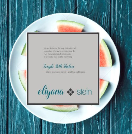 Mallard and Charcoal Bat Mitzvah Invitation