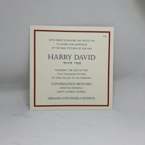 Simple Wine Border Bar Mitzvah Invitation