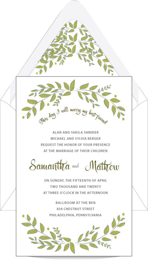 Sweet Leaves Wedding Invitation