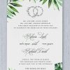 The Green Palm evite digital Chuppah Jewish wedding invitation features a beautiful green palm design surrounding the invitation. The header is adorned with the Hebrew phrase ‘I am my beloved’s and my beloved is mine,’ shaped like rings. The bride and groom’s names are highlighted in both Hebrew and English.