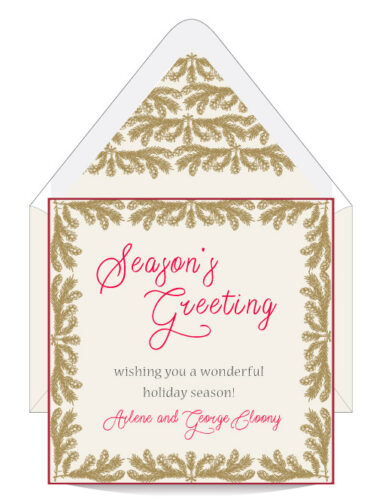 Golden Pinecone Holiday Card