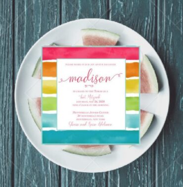 Mitzvah in Rainbow Bat-Mitzvah Invitation