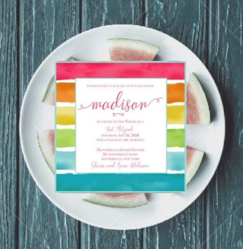 Mitzvah in Rainbow Bat-Mitzvah Invitation