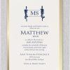 A navy and gold foil border elegantly wraps around the edges of the Bar Mitzvah invitation, offering a striking contrast against deep navy blue text. This luxurious foil detail gleams, setting the tone for a sophisticated and memorable celebration. The shimmering gold border creates a visual balance, combining modern elegance with timeless class. The event details are thoughtfully arranged within the gold foil border, with key information presented in all caps to emphasize its importance. The boy's name, prominently featured in large, bold text, is displayed in Hebrew at the center of the card. At the top of the invitation, a modern sketch of a Torah scroll symbolizes the Bar Mitzvah boy's Aliyah l'Torah. Inside the Torah, a personalized monogram of the boy's name adds a unique touch, making the bar mitzvah invitation even more special.