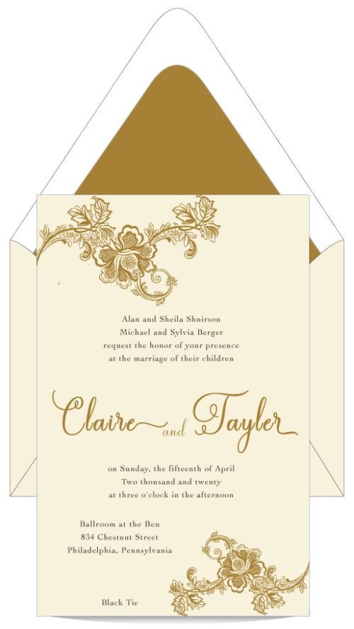 Elegant Gold Romance - Wedding Invitation