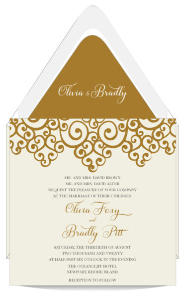 Romantic Scrolls Wedding Invitation