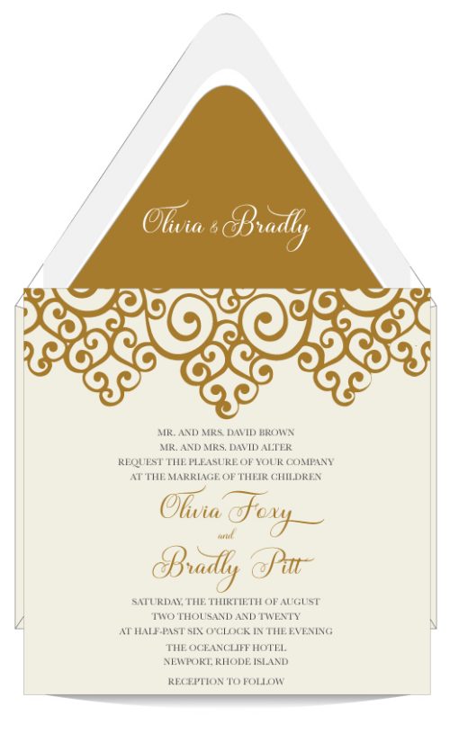 Romantic Scrolls Wedding Invitation