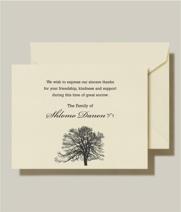 We present a meticulously crafted Jewish sympathy card, generously sized to accommodate your heartfelt sentiments. The card showcases a gracefully designed Tree of Life, symbolizing strength and continuity. To add a distinctive touch, we include the deceased’s name in English, complemented by “Z”L” in Hebrew. This card is thoughtfully created to offer a meaningful and customizable avenue for expressing your condolences during challenging moments