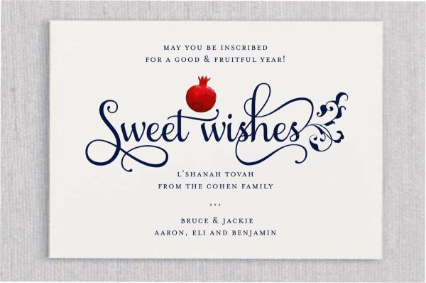 Immerse yourself in the joyful spirit of Rosh Hashanah with our enchanting Shinny Pomegranate Wishes Jewish New Year Holiday Card. Crafted with care, this unique card showcases meticulously hand-drawn pomegranates, radiating in vibrant shades of red.