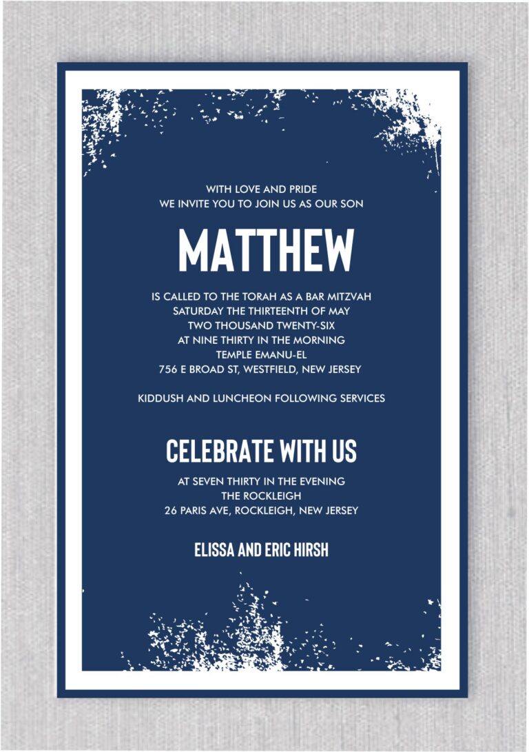 Blue and Silver Abstract Paperless Bar Mitzvah Invitations