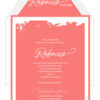 Coral Abstract Grunge Ink Splats Bat Mitzvah Invitation
