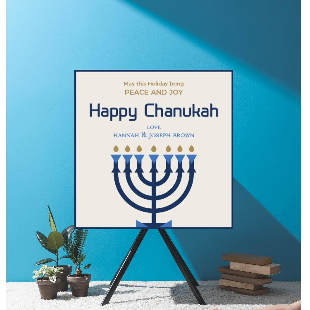 Golden Shinning Menorah Hanukkah Card