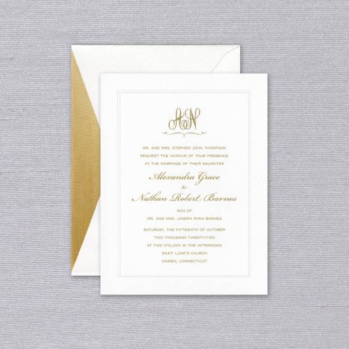 White Beaded Border Elegant Wedding Invitation