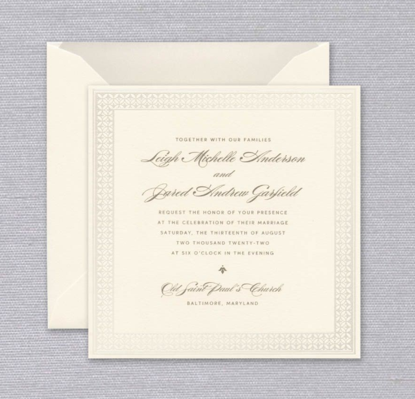 Ecru Geometric Petals Elegant Wedding Invitation