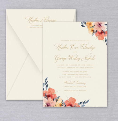 Watercolor Floral Elegant Wedding Invitation