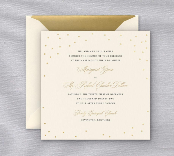 Gold Confetti Large Square Celebration Wedding Invitation