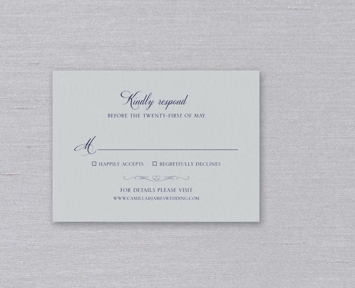Grey Fog Elegant Place Card