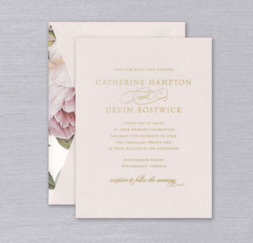 Light Pink Magnolia Bouquet Elegant Wedding Invitation