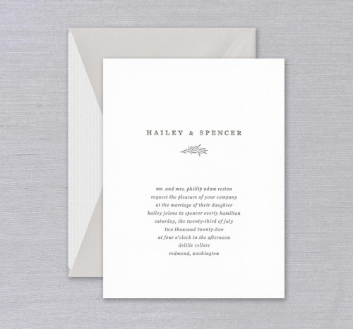 Ultra White Hailey Elegant Wedding Invitation
