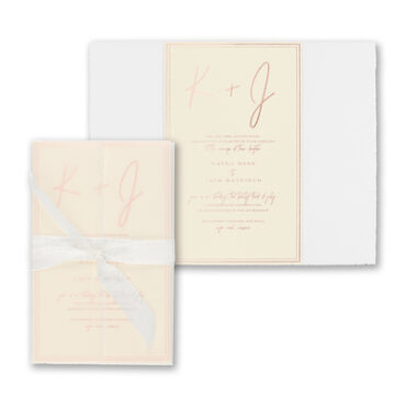 Keep it simple with this beautiful invitation featuring a translucent deckled wrap and white sheer ribbon.