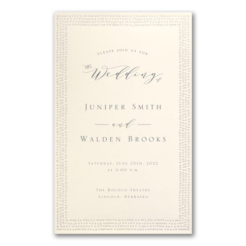 Dotted Border Ecru Wedding Invitation