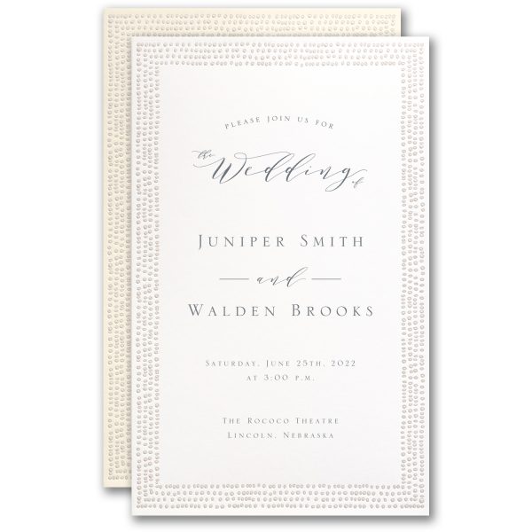 Dotted Border White Wedding Invitation