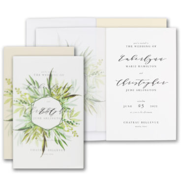Translucent Botanicals White Wedding Invitation