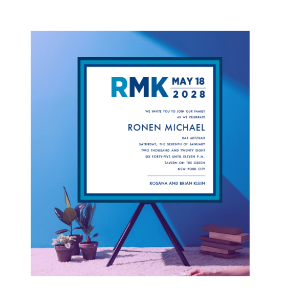 Shades of Blue Bar Mitzvah Invitation
