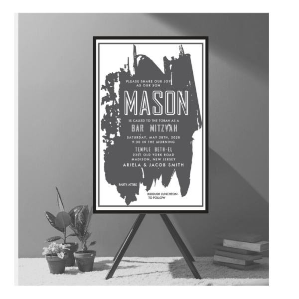 Charcoal Scribbled Bar Mitzvah Invitation