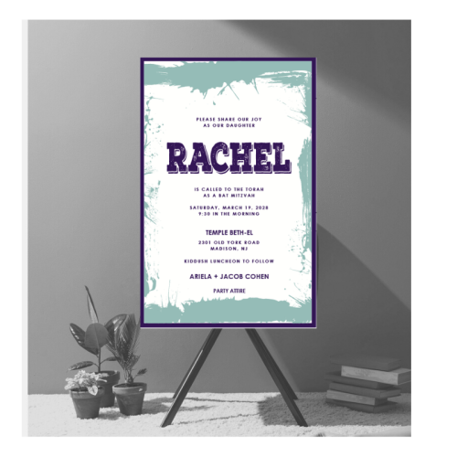 Creative Purple River Abstract Bat Mitzvah Invitation